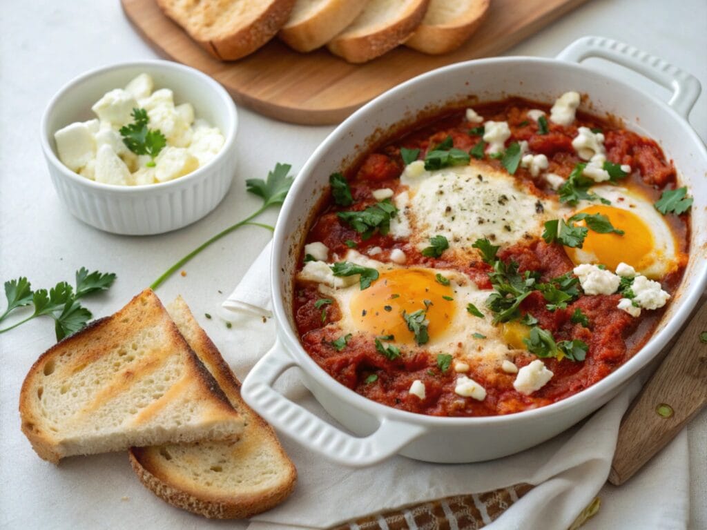 Single-serving shakshuka with bread