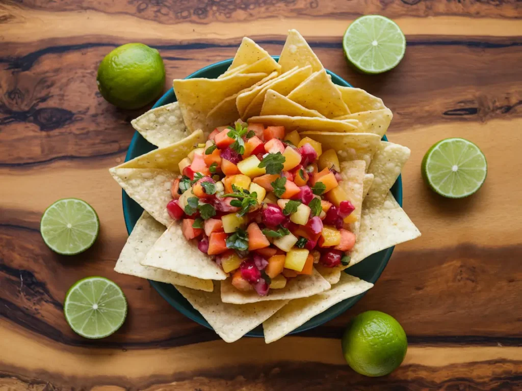 Fruit salsa served with tortilla chips