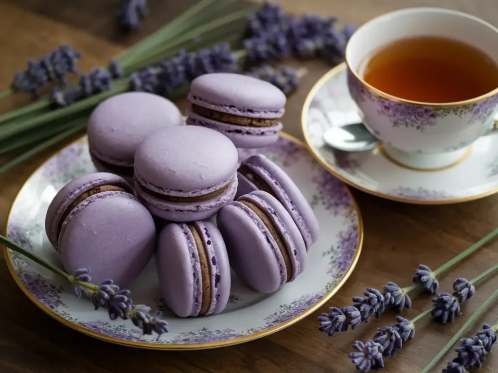 Earl Grey macarons with lavender