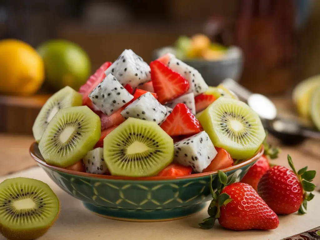 Fruit salsa with kiwi and dragonfruit